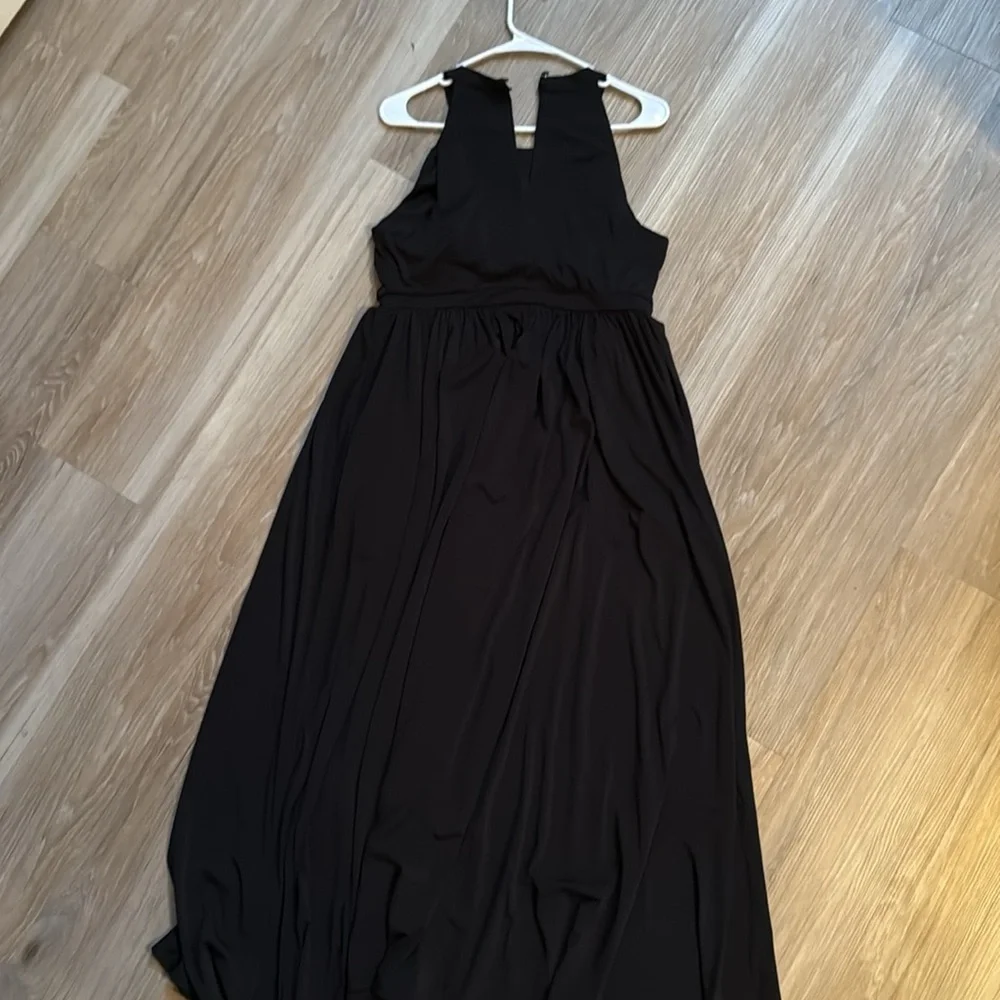 Torrid Elegant Black Maxi Studio Knit Halter Dress size 0 (size 12)with pockets. - Picture 7 of 8